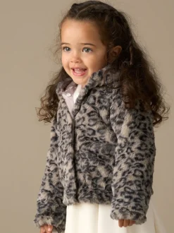 Angel & Rocket Natural Lyla Leopard Hooded Fur Jacket