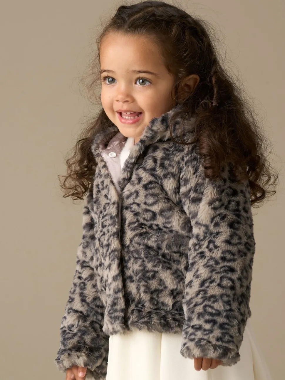 Angel & Rocket Natural Lyla Leopard Hooded Fur Jacket