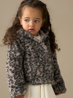 Angel & Rocket Natural Lyla Leopard Hooded Fur Jacket