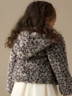 Angel & Rocket Natural Lyla Leopard Hooded Fur Jacket