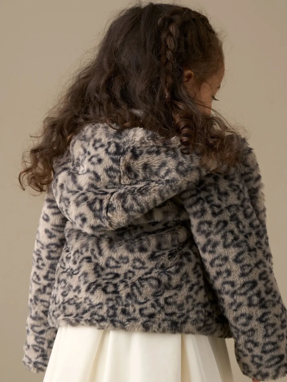Angel & Rocket Natural Lyla Leopard Hooded Fur Jacket