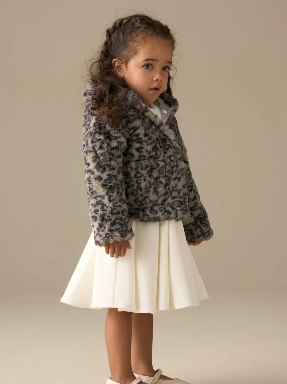 Angel & Rocket Natural Lyla Leopard Hooded Fur Jacket