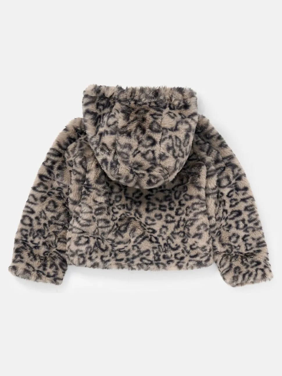 Angel & Rocket Natural Lyla Leopard Hooded Fur Jacket