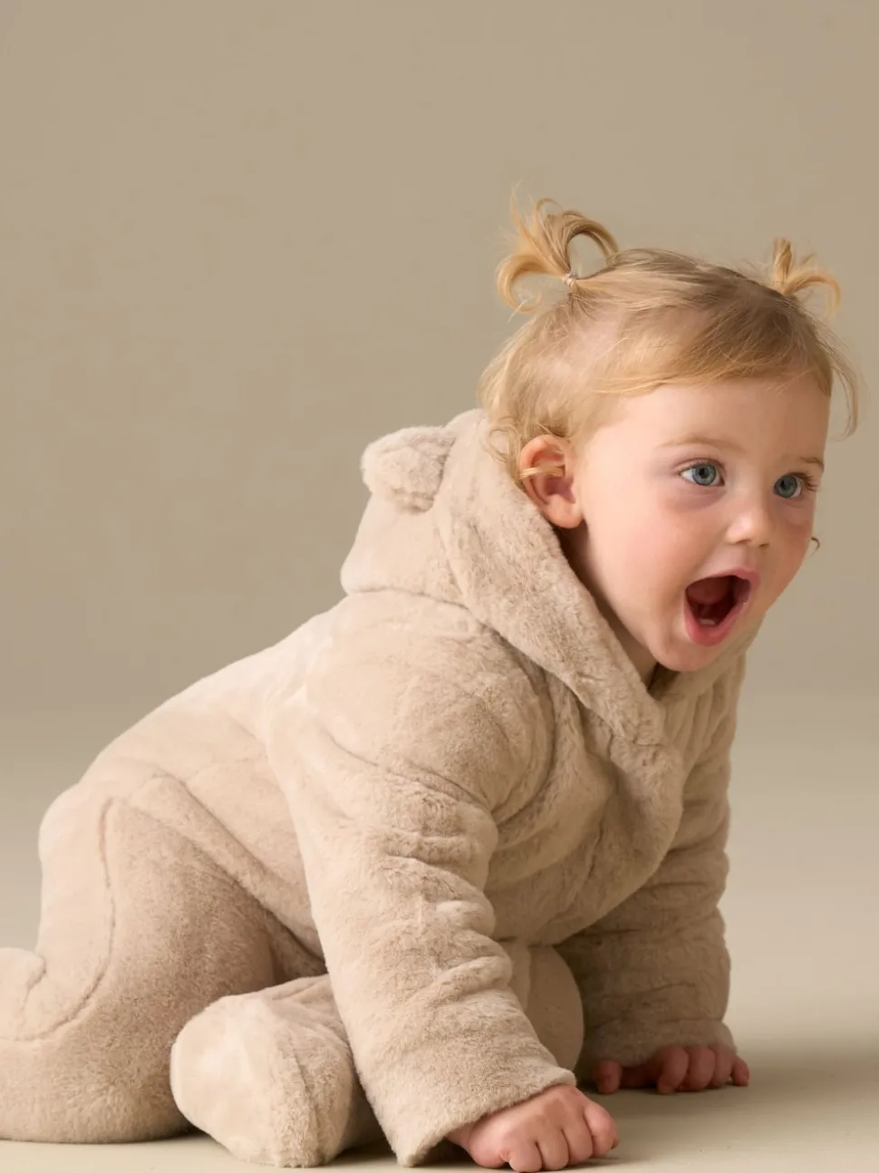Angel & Rocket Natural Quinn Faux Fur Pramsuit