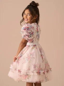 Angel & Rocket Natural Ruffle Sleeve Mesh Dress
