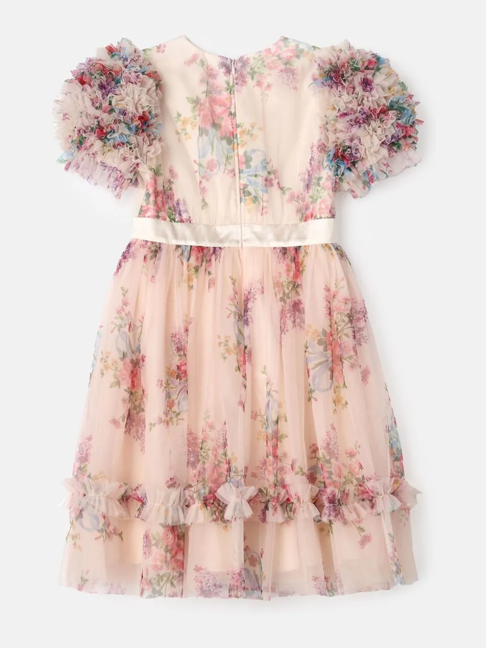 Angel & Rocket Natural Ruffle Sleeve Mesh Dress