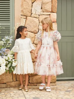 Angel & Rocket Natural Ruffle Sleeve Mesh Dress