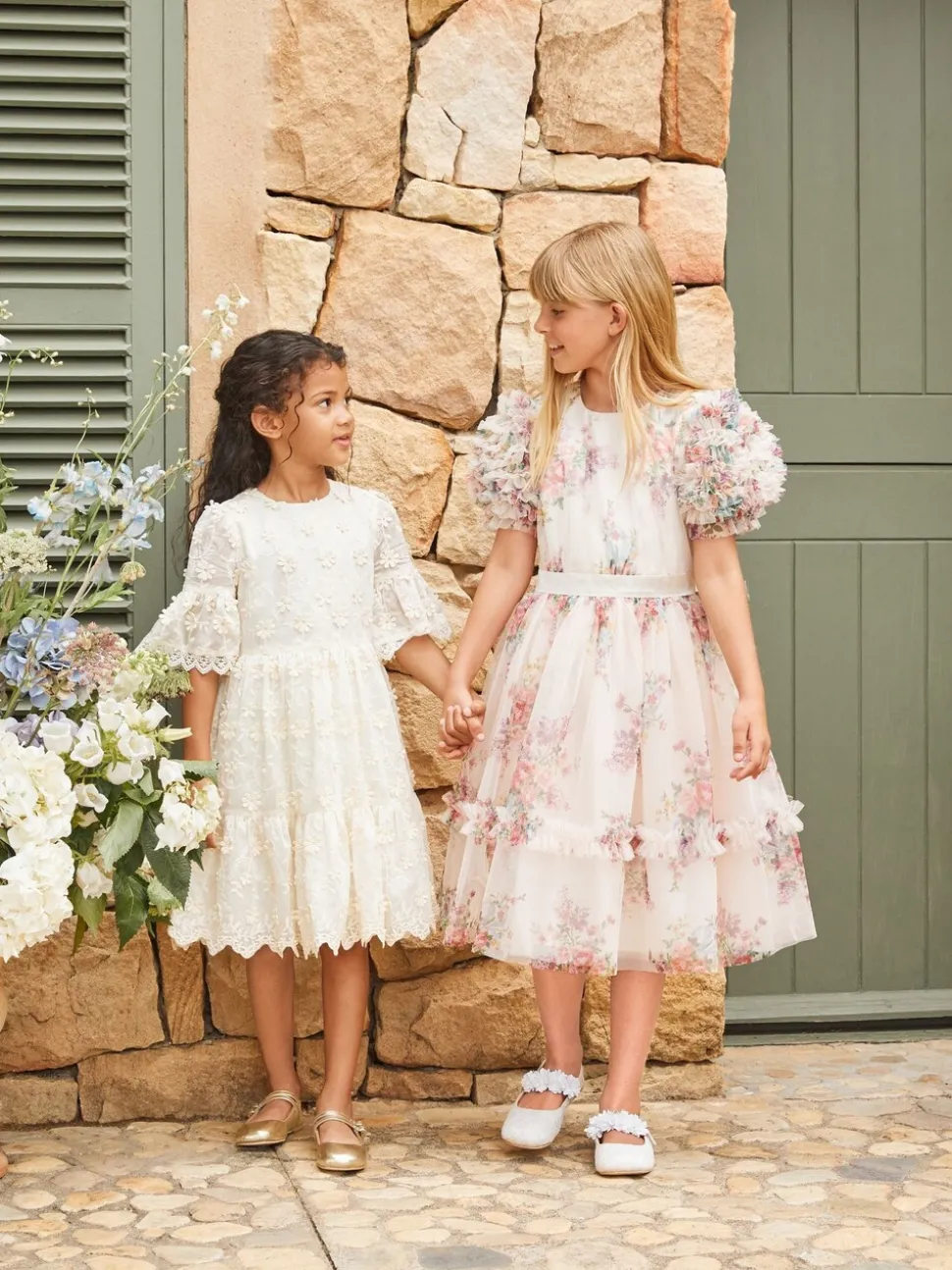 Angel & Rocket Natural Ruffle Sleeve Mesh Dress