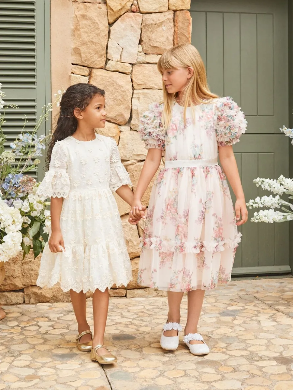 Angel & Rocket Natural Ruffle Sleeve Mesh Dress