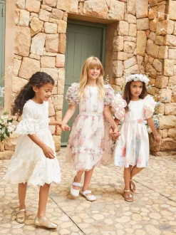 Angel & Rocket Natural Ruffle Sleeve Mesh Dress
