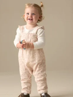 Angel & Rocket Nude Nellie Animal Print Cord Dungaree & Bodysuit