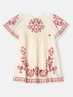 Angel & Rocket Nude Reyna Embroidered Balloon Sleeve Dress
