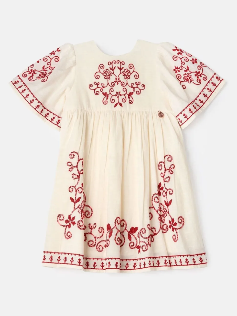 Angel & Rocket Nude Reyna Embroidered Balloon Sleeve Dress