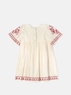 Angel & Rocket Nude Reyna Embroidered Balloon Sleeve Dress