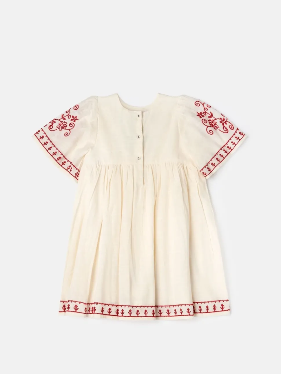 Angel & Rocket Nude Reyna Embroidered Balloon Sleeve Dress