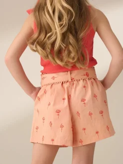Angel & Rocket Orange Raya Printed Poplin 100% Cotton Shorts