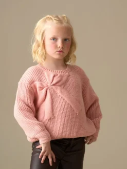 Angel & Rocket Pink Arya Knitted Bow Jumper