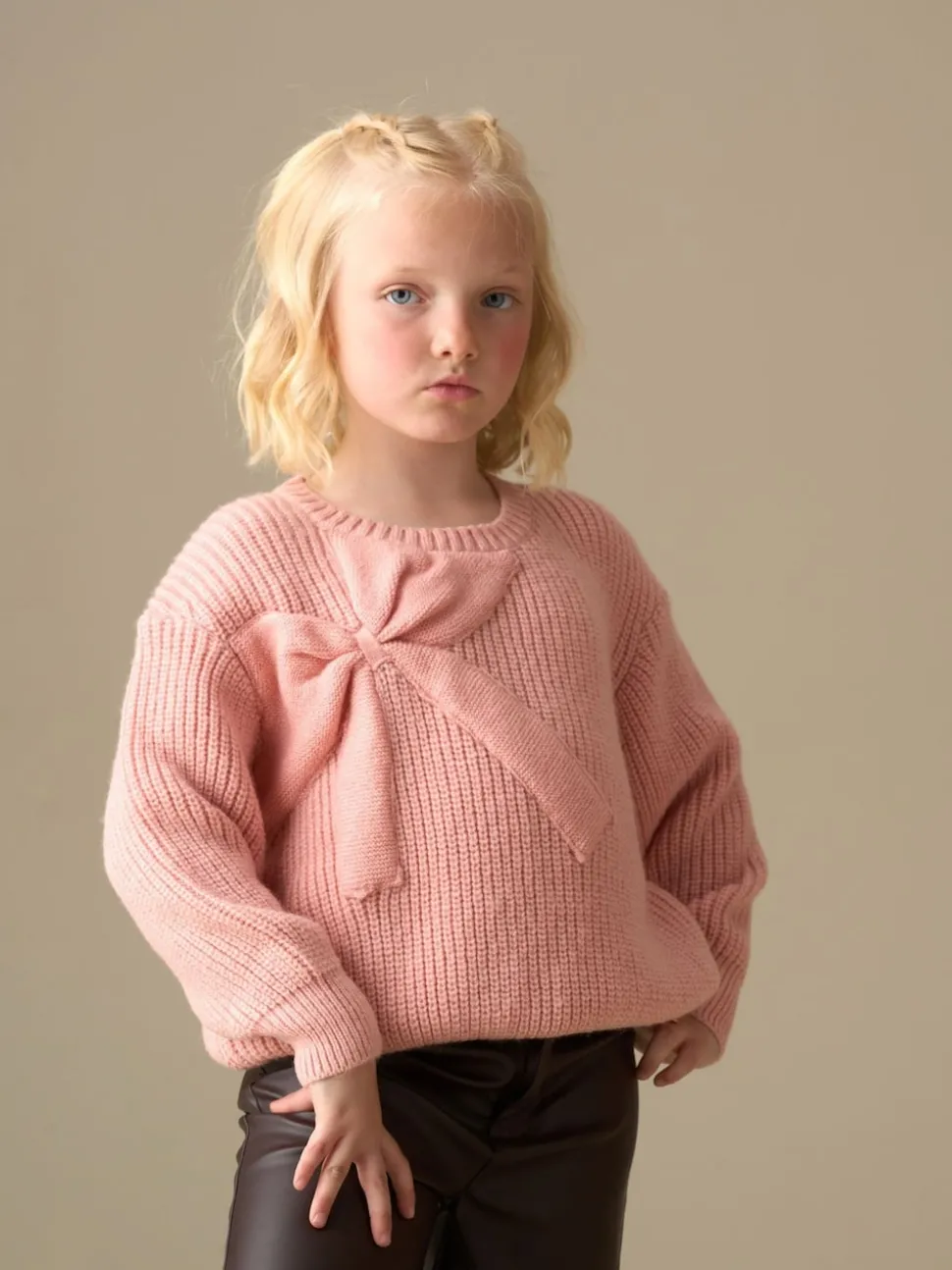 Angel & Rocket Pink Arya Knitted Bow Jumper