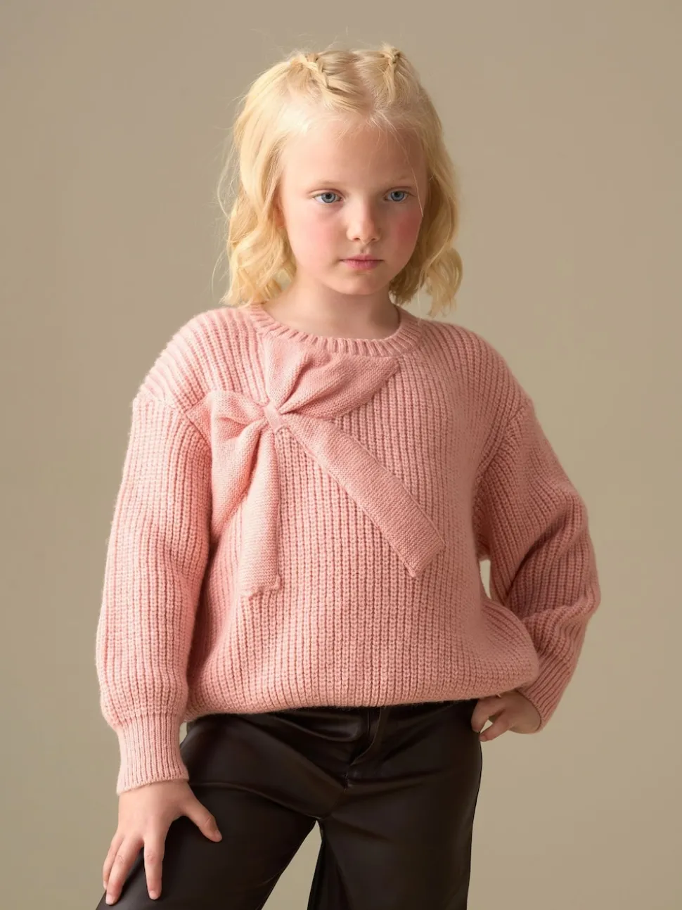 Angel & Rocket Pink Arya Knitted Bow Jumper