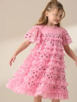 Angel & Rocket Pink Bea Mesh Frill Dress