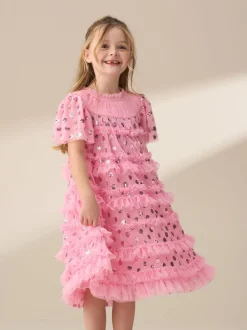 Angel & Rocket Pink Bea Mesh Frill Dress