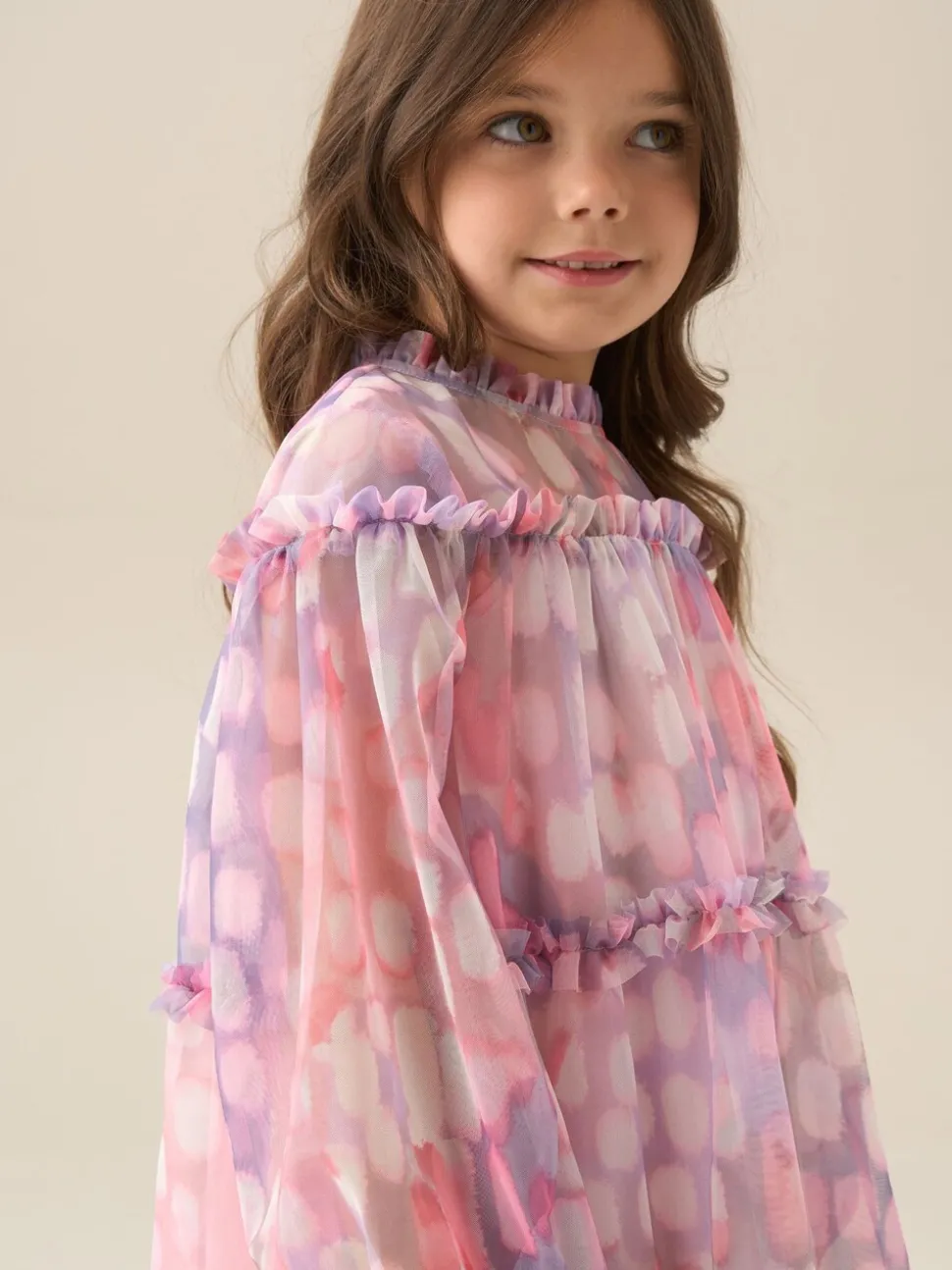 Angel & Rocket Pink Cara Printed Swing Mesh Dress