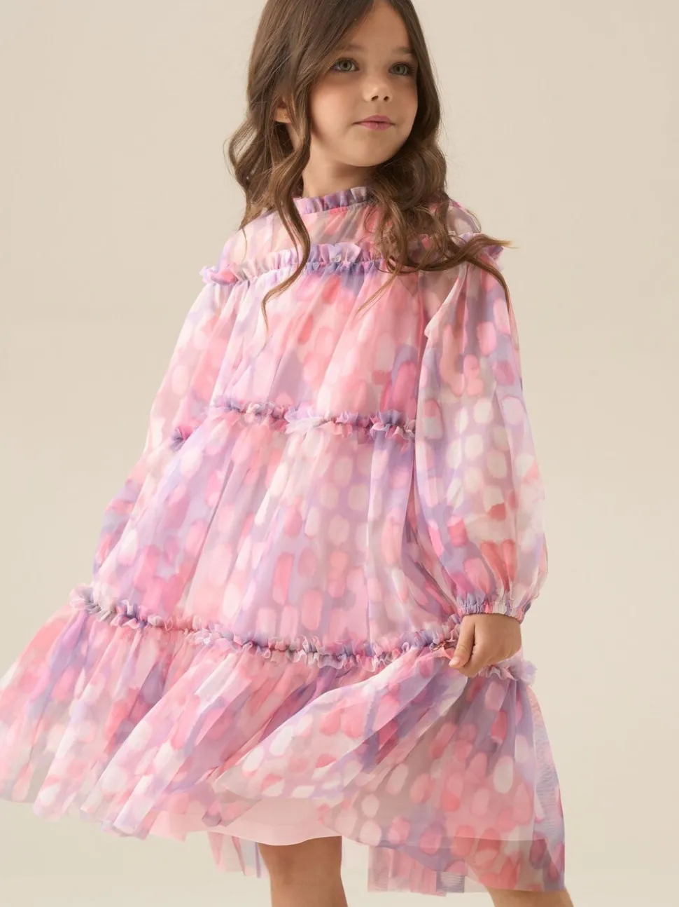 Angel & Rocket Pink Cara Printed Swing Mesh Dress