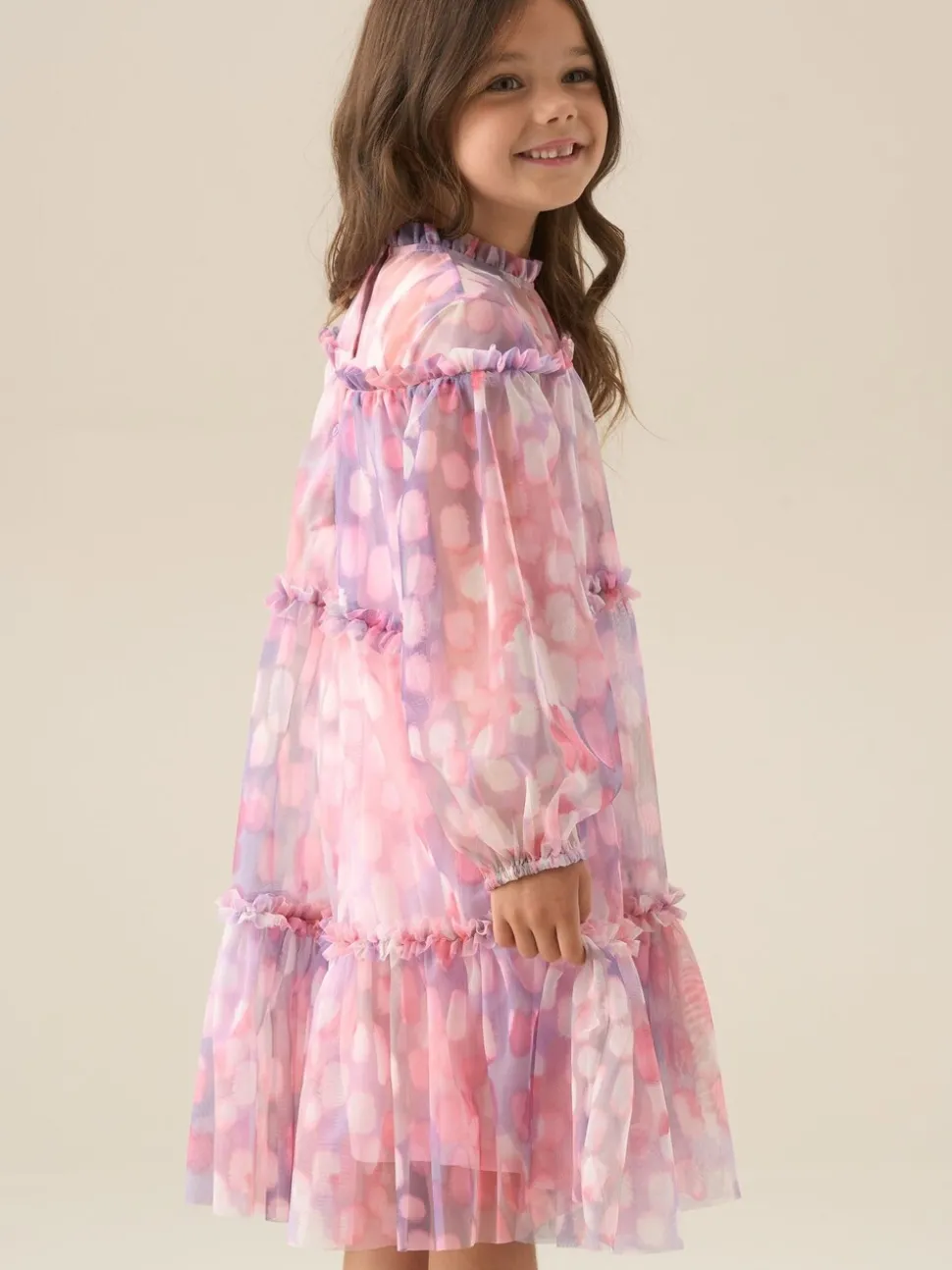 Angel & Rocket Pink Cara Printed Swing Mesh Dress