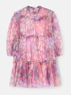 Angel & Rocket Pink Cara Printed Swing Mesh Dress