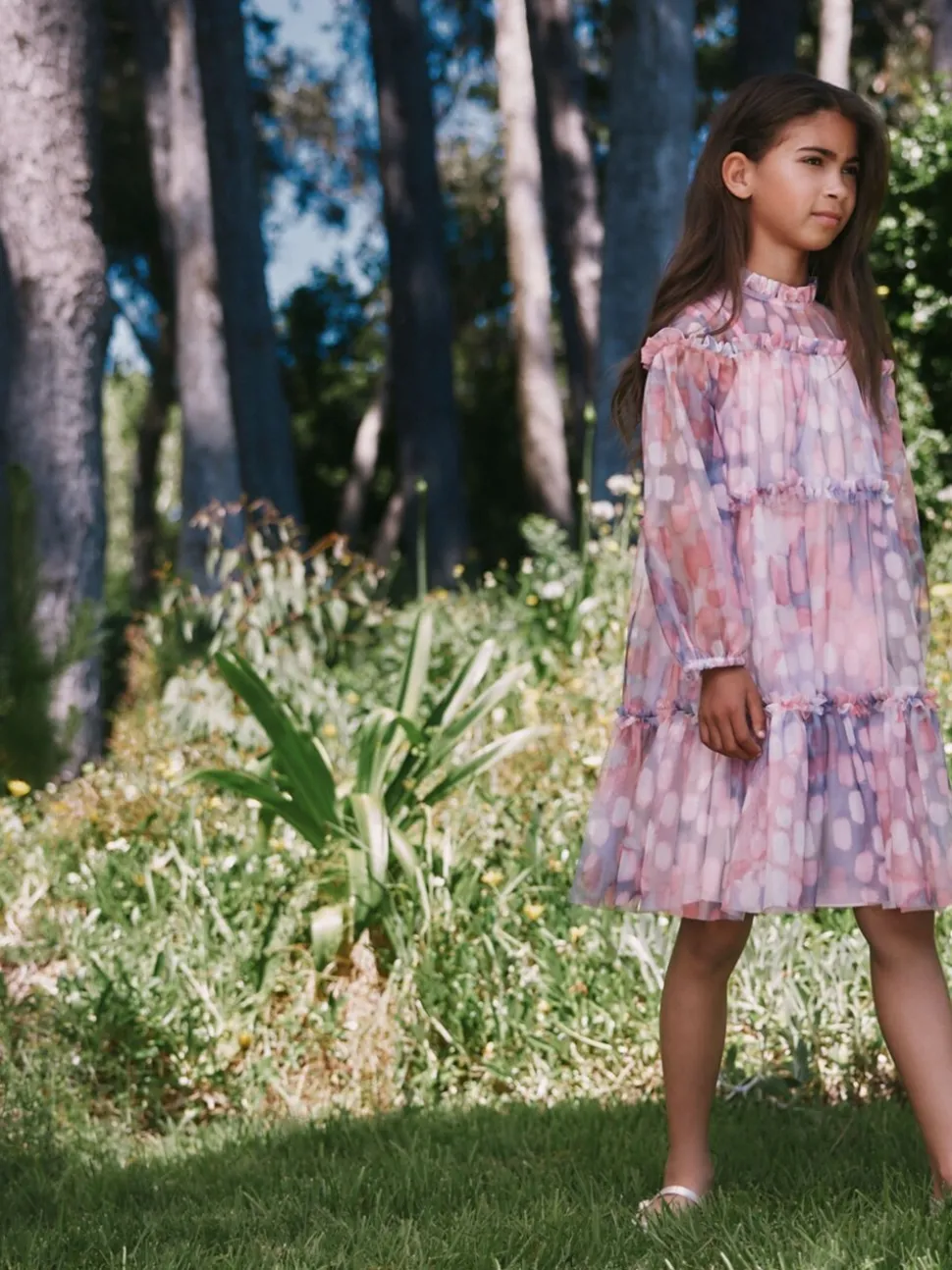 Angel & Rocket Pink Cara Printed Swing Mesh Dress