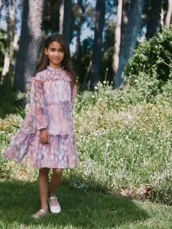 Angel & Rocket Pink Cara Printed Swing Mesh Dress