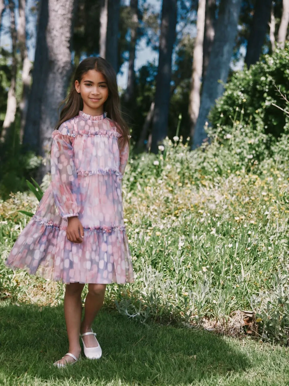 Angel & Rocket Pink Cara Printed Swing Mesh Dress