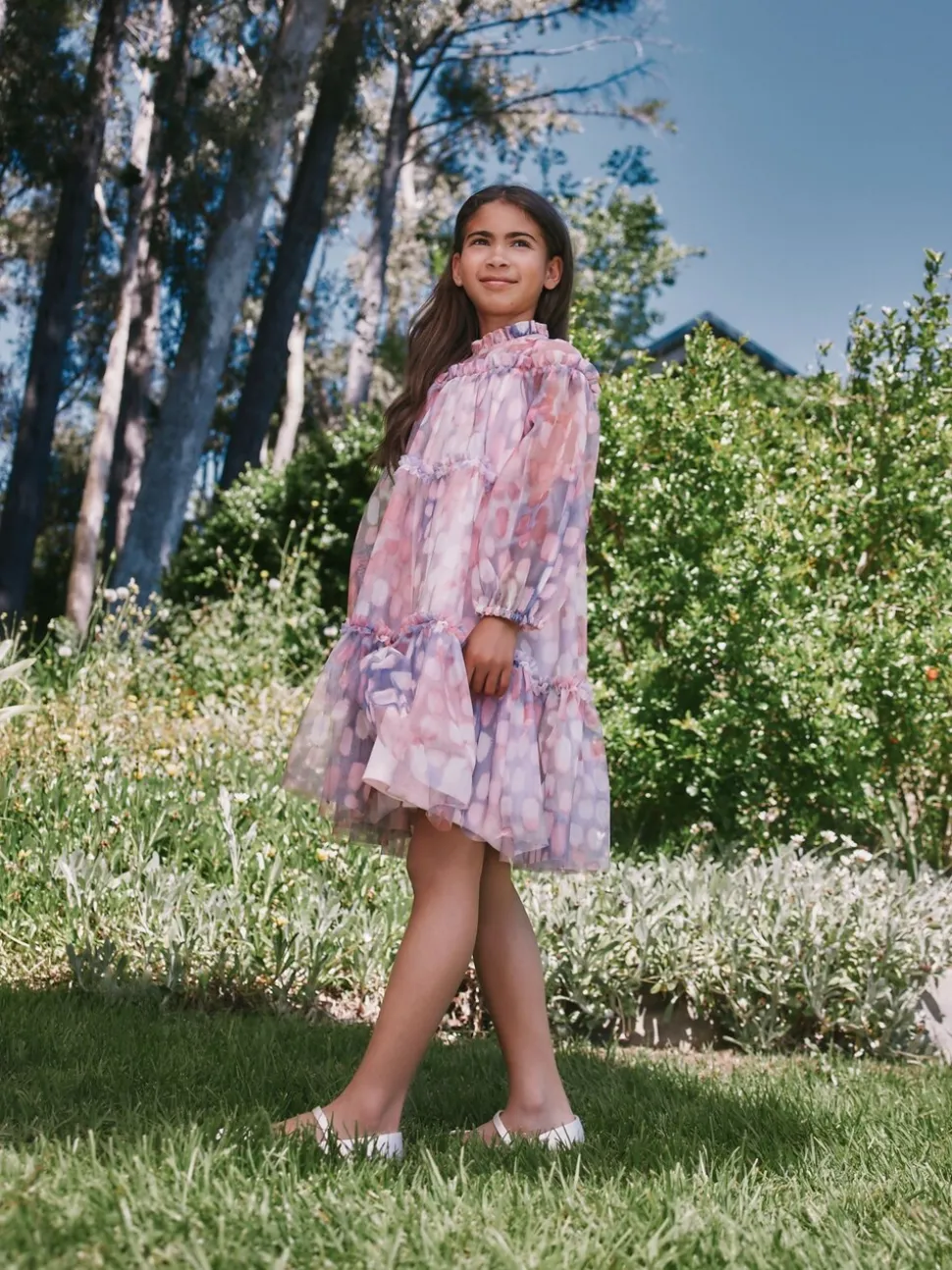 Angel & Rocket Pink Cara Printed Swing Mesh Dress