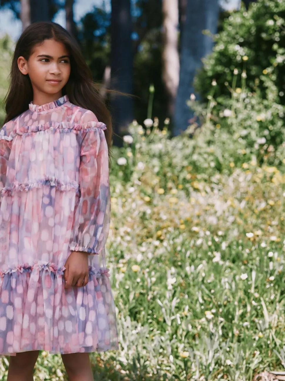 Angel & Rocket Pink Cara Printed Swing Mesh Dress