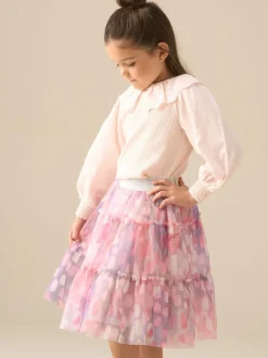 Angel & Rocket Pink Cara Printed Mesh Skirt