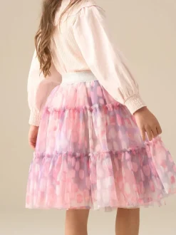 Angel & Rocket Pink Cara Printed Mesh Skirt