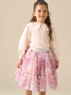 Angel & Rocket Pink Cara Printed Mesh Skirt