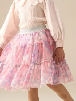 Angel & Rocket Pink Cara Printed Mesh Skirt