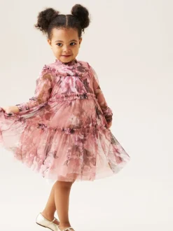 Angel & Rocket Pink Cara Print Mesh Dress