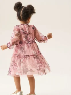 Angel & Rocket Pink Cara Print Mesh Dress