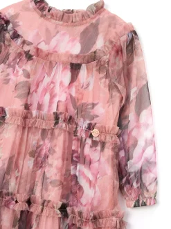 Angel & Rocket Pink Cara Print Mesh Dress