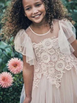 Angel & Rocket Pink Cascade Lace Anelise Dress
