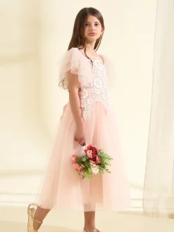 Angel & Rocket Pink Cascade Lace Anelise Dress
