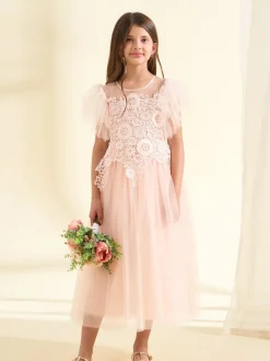 Angel & Rocket Pink Cascade Lace Anelise Dress