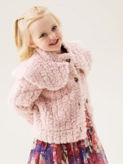 Angel & Rocket Pink Cecile Faux Fur Cape Collar Coat