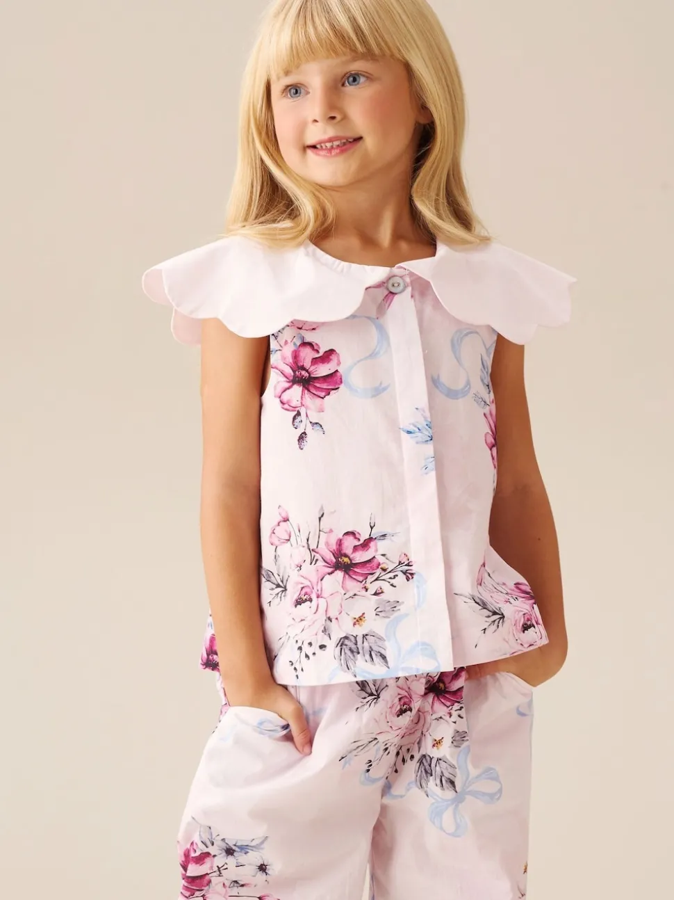 Angel & Rocket Pink Cleo Scallop Collar Blouse