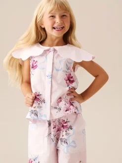 Angel & Rocket Pink Cleo Scallop Collar Blouse