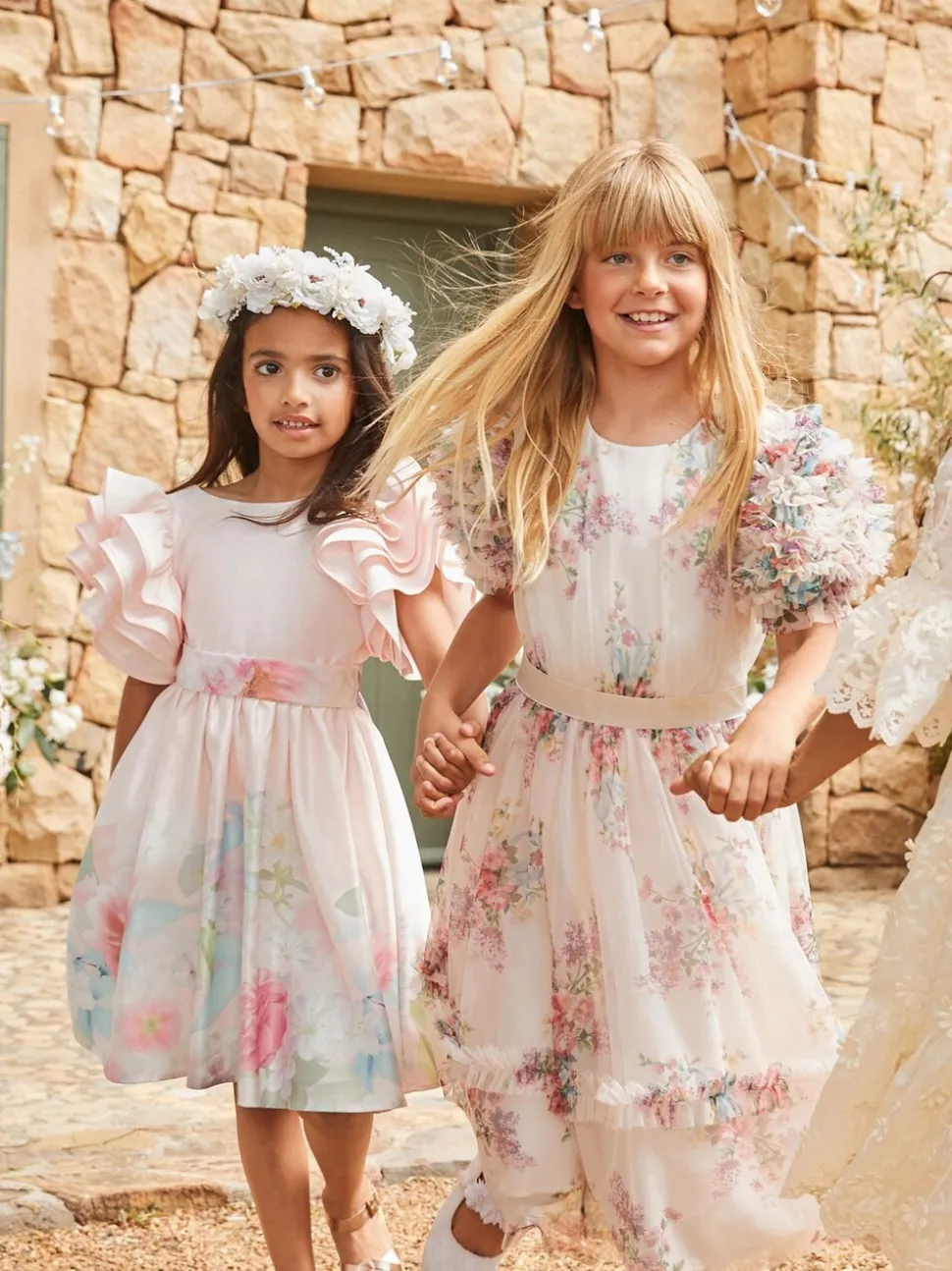 Angel & Rocket Pink 100% Cotton Border Print Emillie Tie Sash Dress
