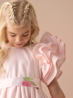 Angel & Rocket Pink 100% Cotton Border Print Emillie Tie Sash Dress