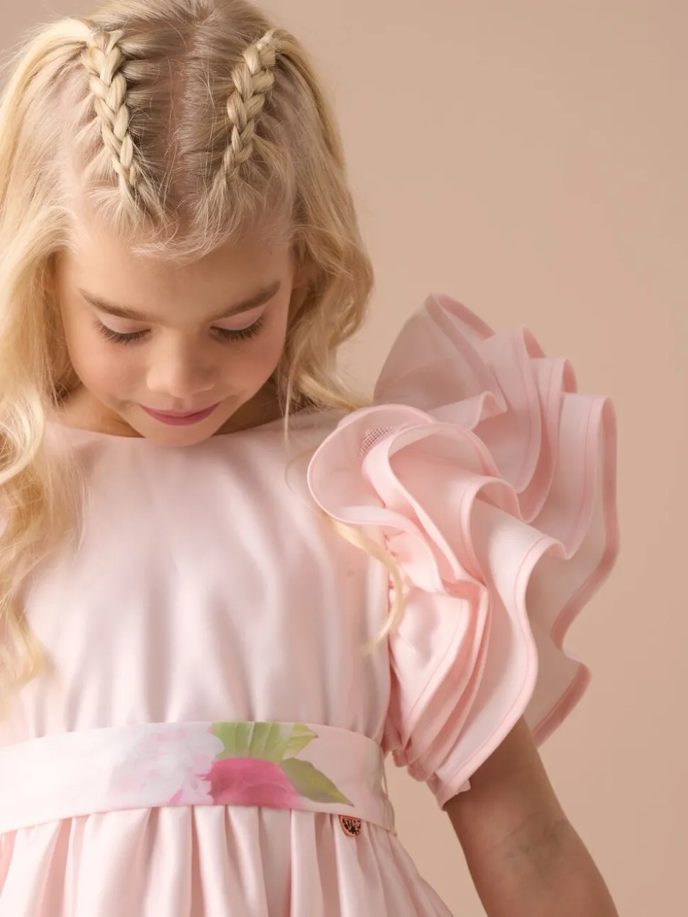 Angel & Rocket Pink 100% Cotton Border Print Emillie Tie Sash Dress